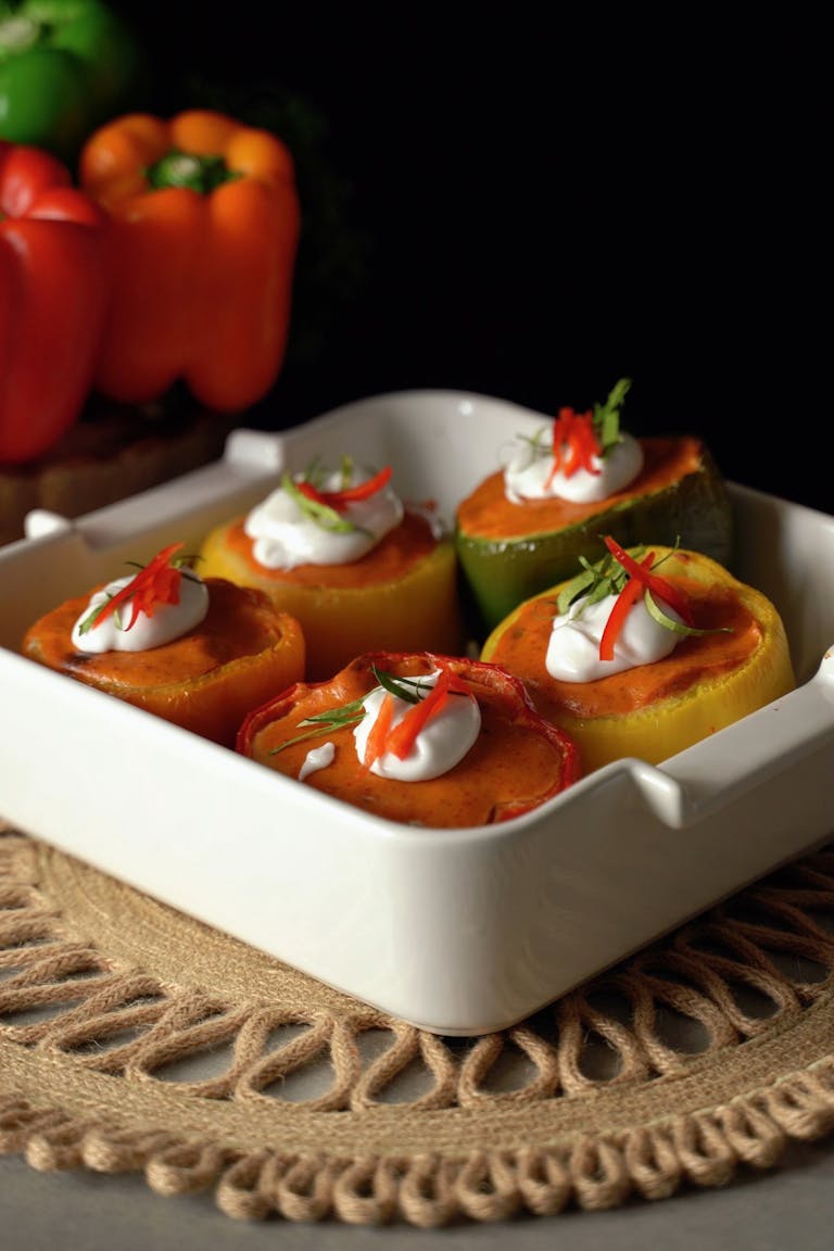 Stuffed Peppers in a Serving Dish